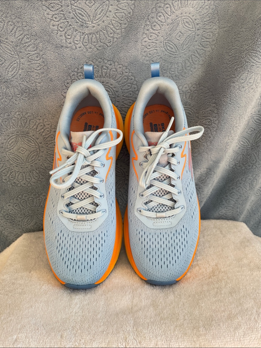 Skechers Light Blue and Orange Athletic Sneakers